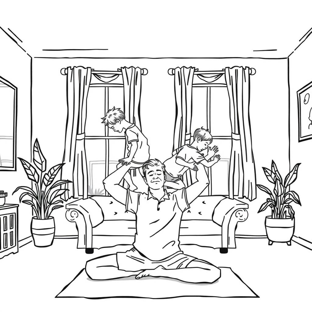 Dad Yoga Coloring Page coloring page