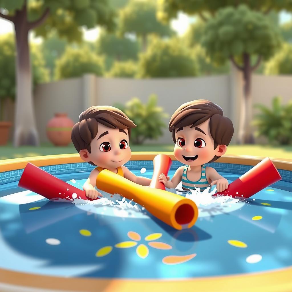 Pool Noodle Fight Coloring Page