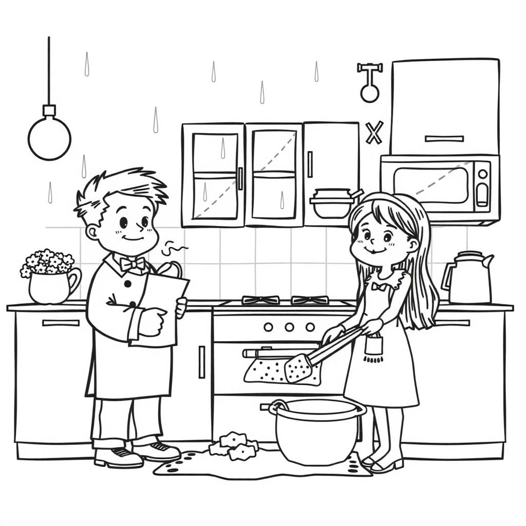 Rainy Day Baking Coloring Page coloring page