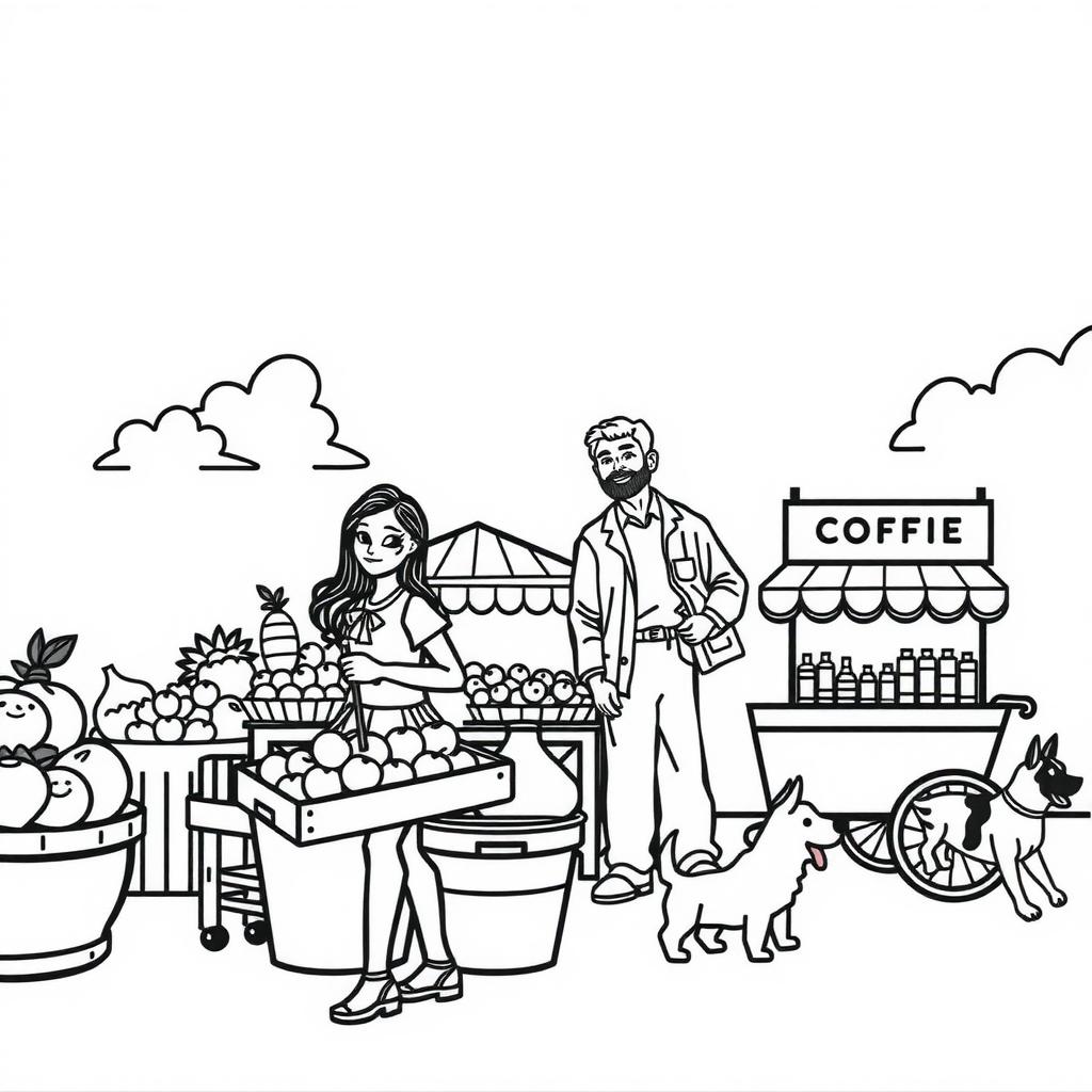 Market Day Coloring Page coloring page