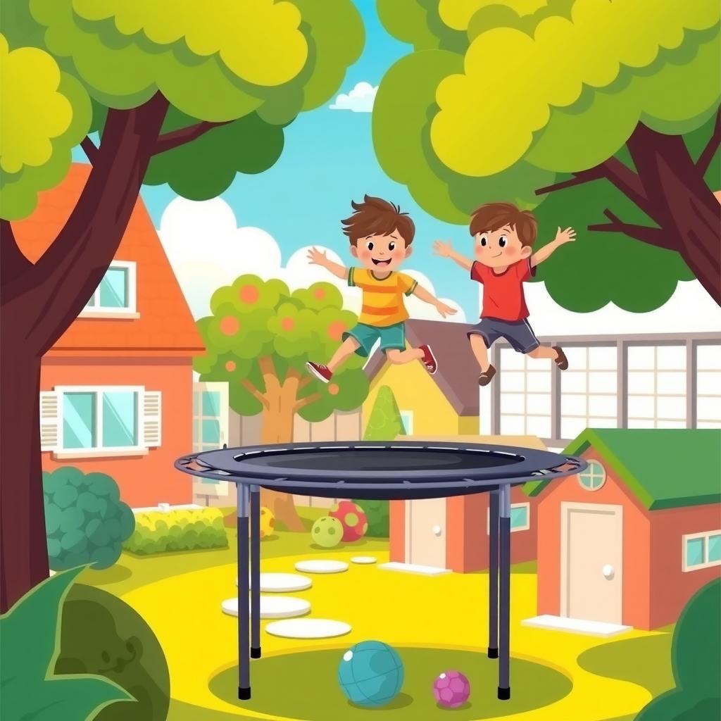 Trampoline Jump Coloring Page