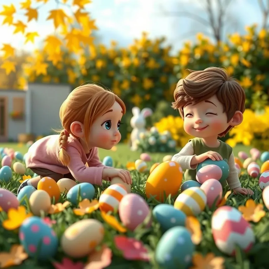 Easter Egg Hunt Coloring Page
