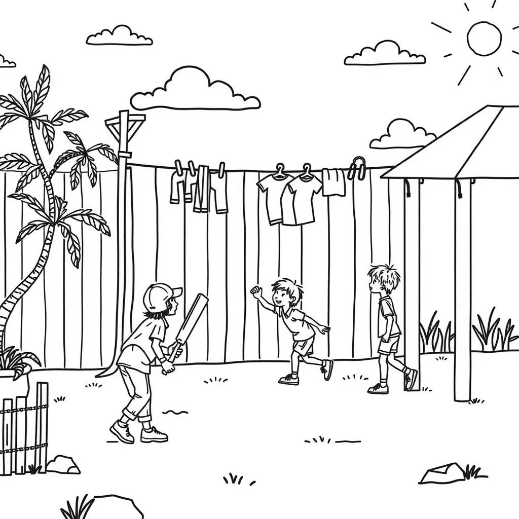 Backyard Cricket Coloring Page coloring page