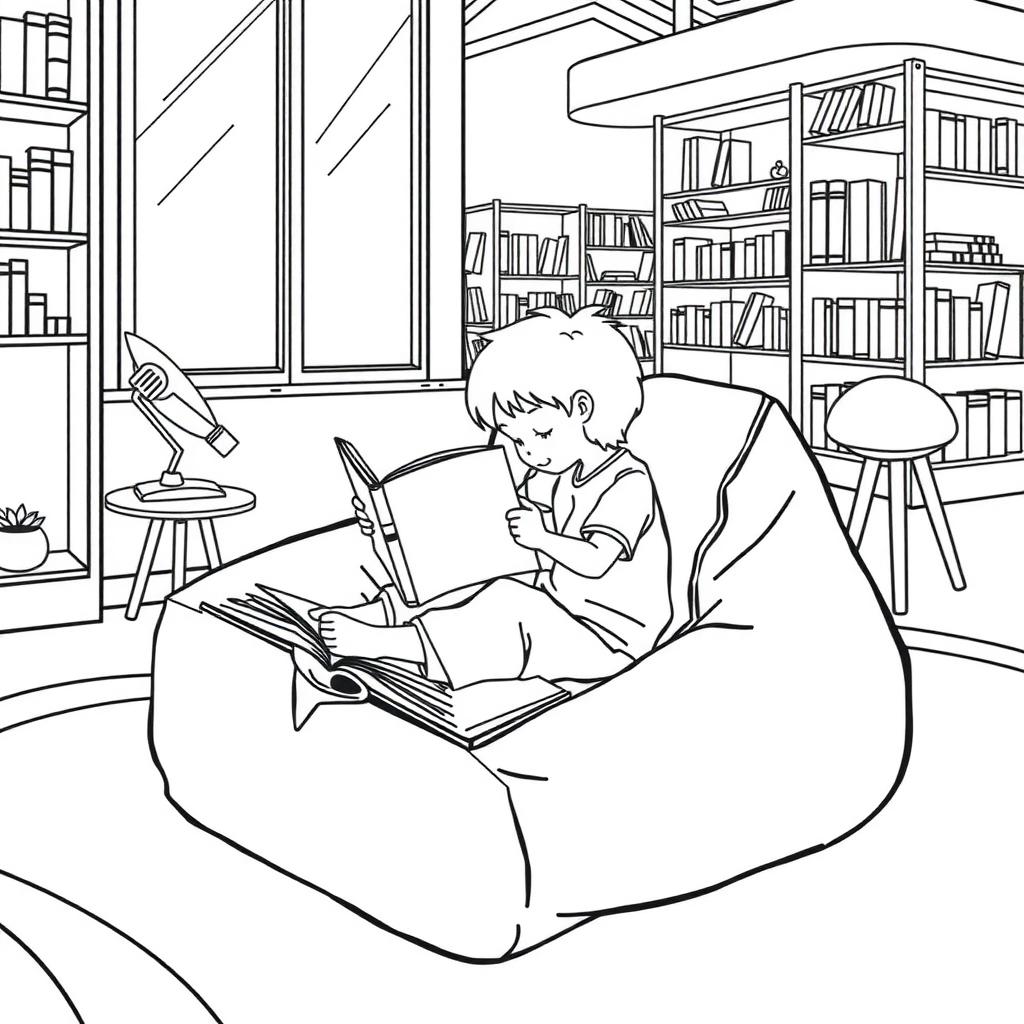 Library Time Coloring Page coloring page