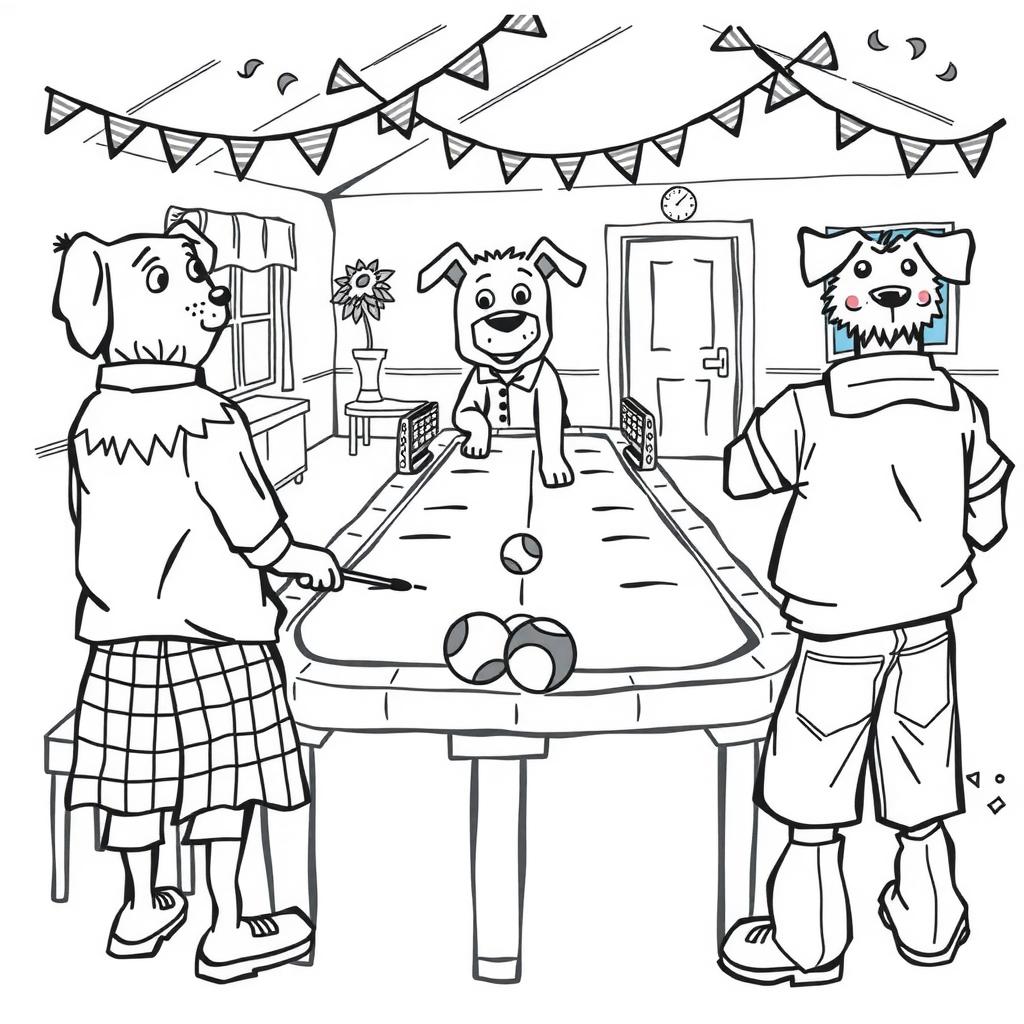 Grannies' Shuffleboard Coloring Page coloring page
