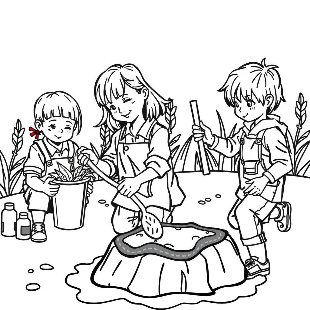Mud Kitchen Coloring Page coloring page