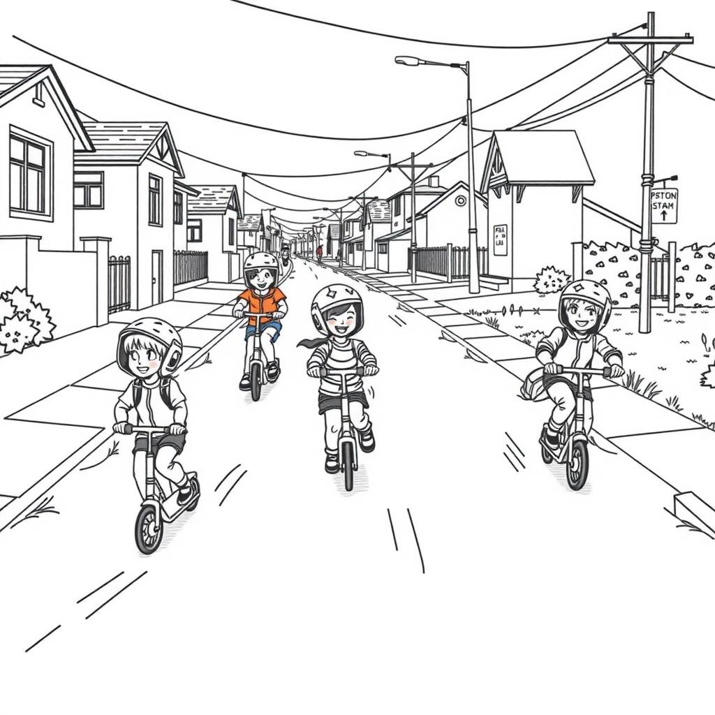 Scooter Race Coloring Page coloring page
