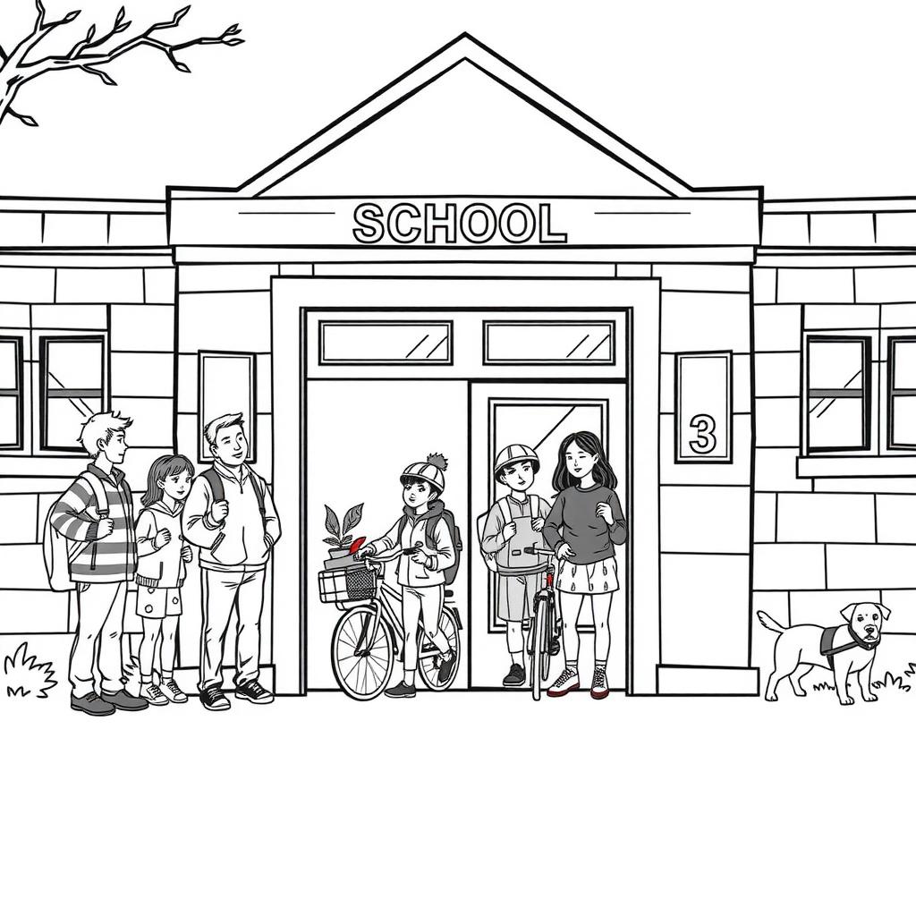 School Pick-Up Coloring Page coloring page