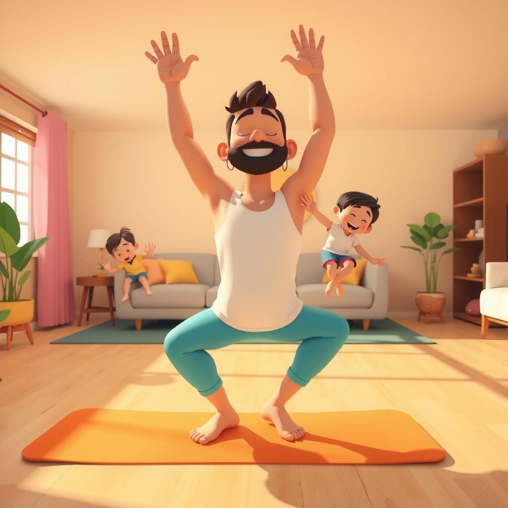 Dad Yoga Coloring Page