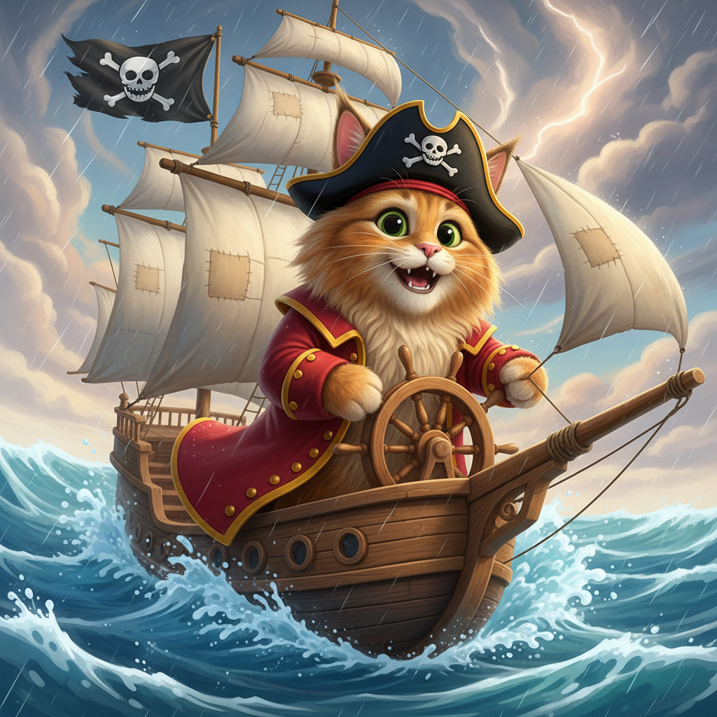 Pirate Cat Stormy Seas — Bedtime Story for Kids