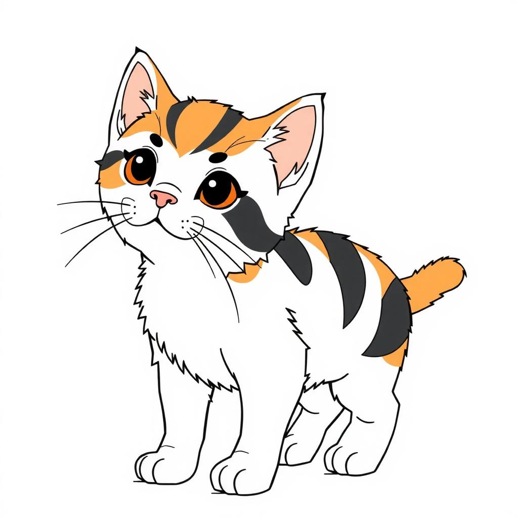 Curious Calico Kitten — Free Coloring Page for Kids coloring page
