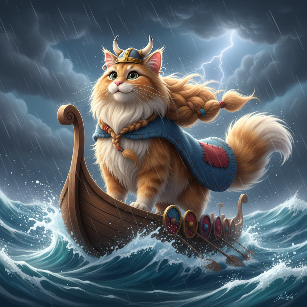 Viking Cat in a Storm — Bedtime Story for Kids