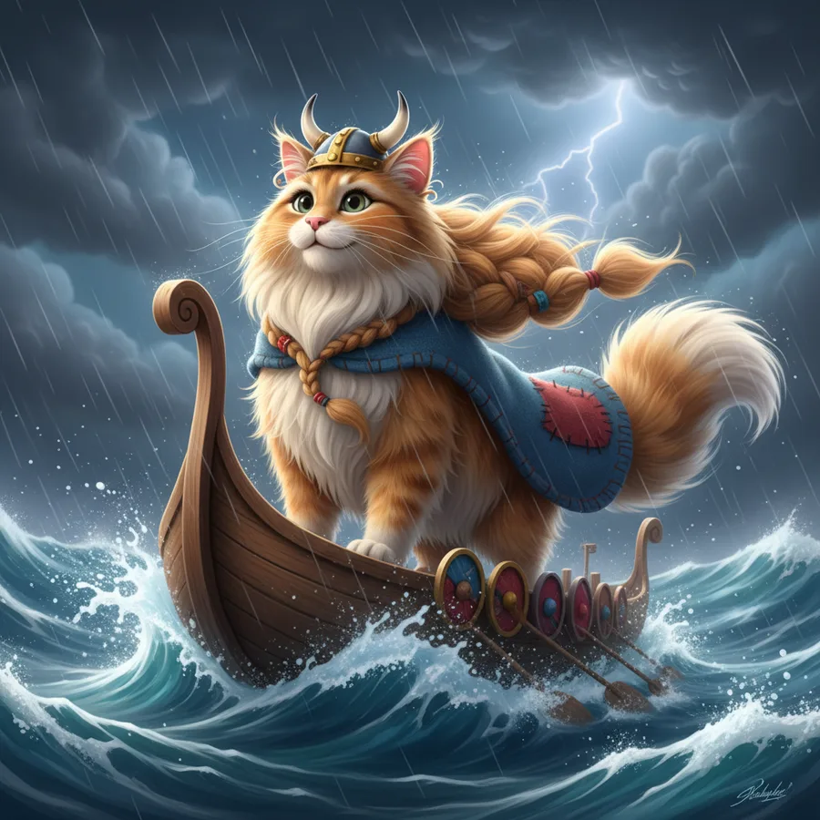 Viking Cat in a Storm — Bedtime Story for Kids