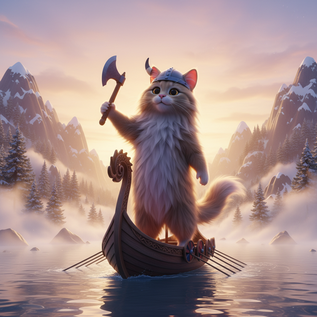Fluffy Viking Cat's Seafaring Quest — Bedtime Story for Kids