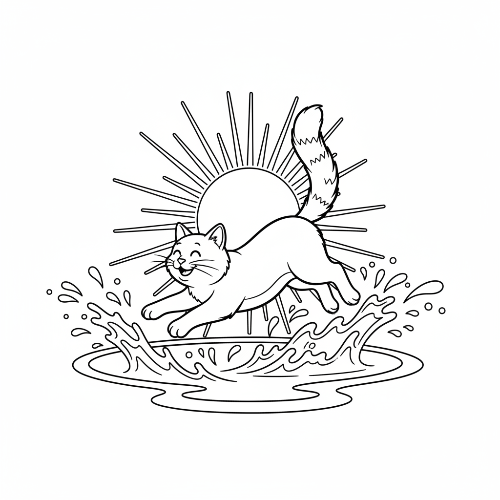 Turkish Van Splash — Free Coloring Page for Kids coloring page