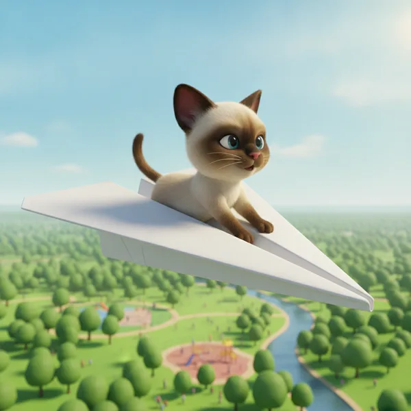 Joyful Kitten on a Paper Airplane — Free Coloring Page for Kids