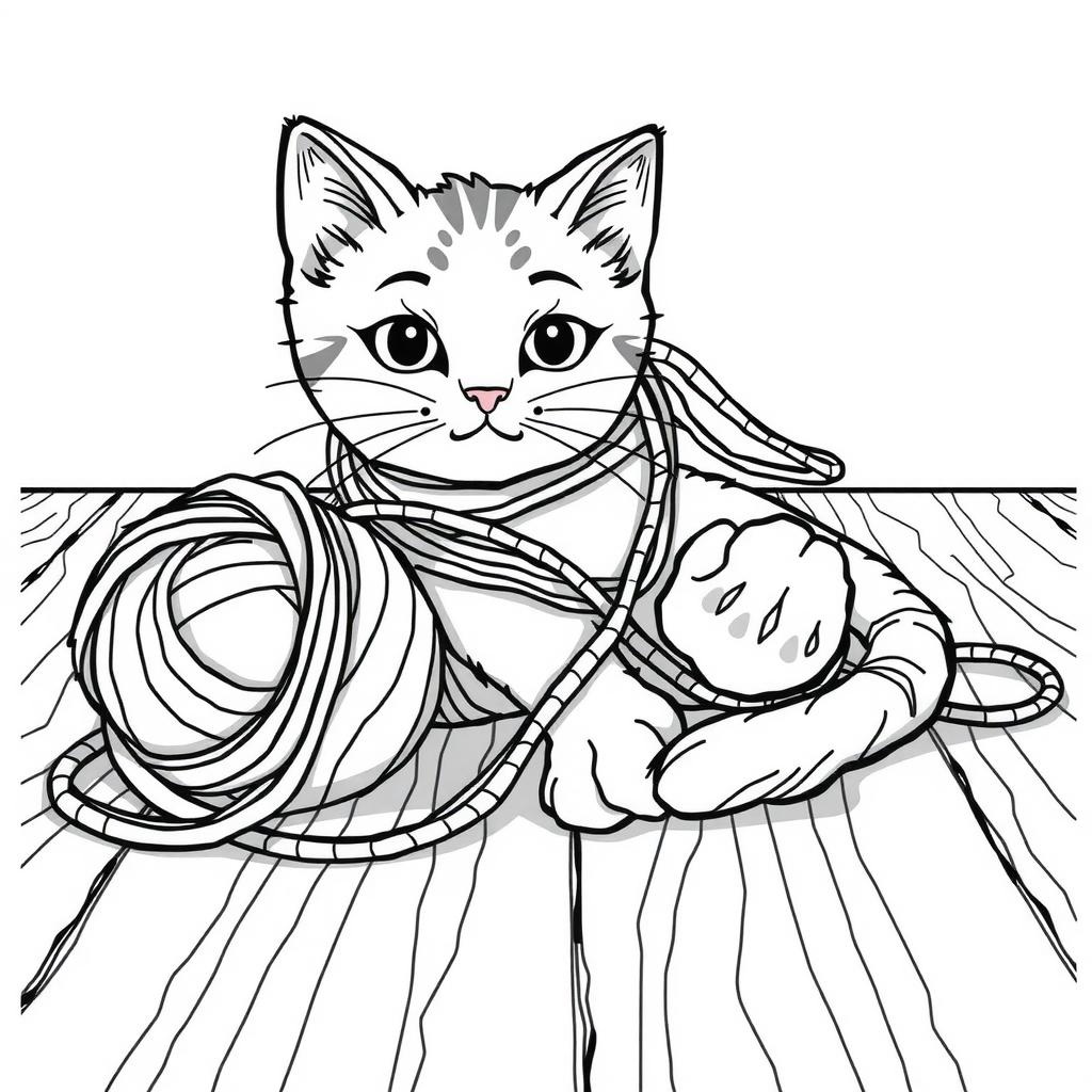 Colorful Yarn Adventure — Free Coloring Page for Kids coloring page