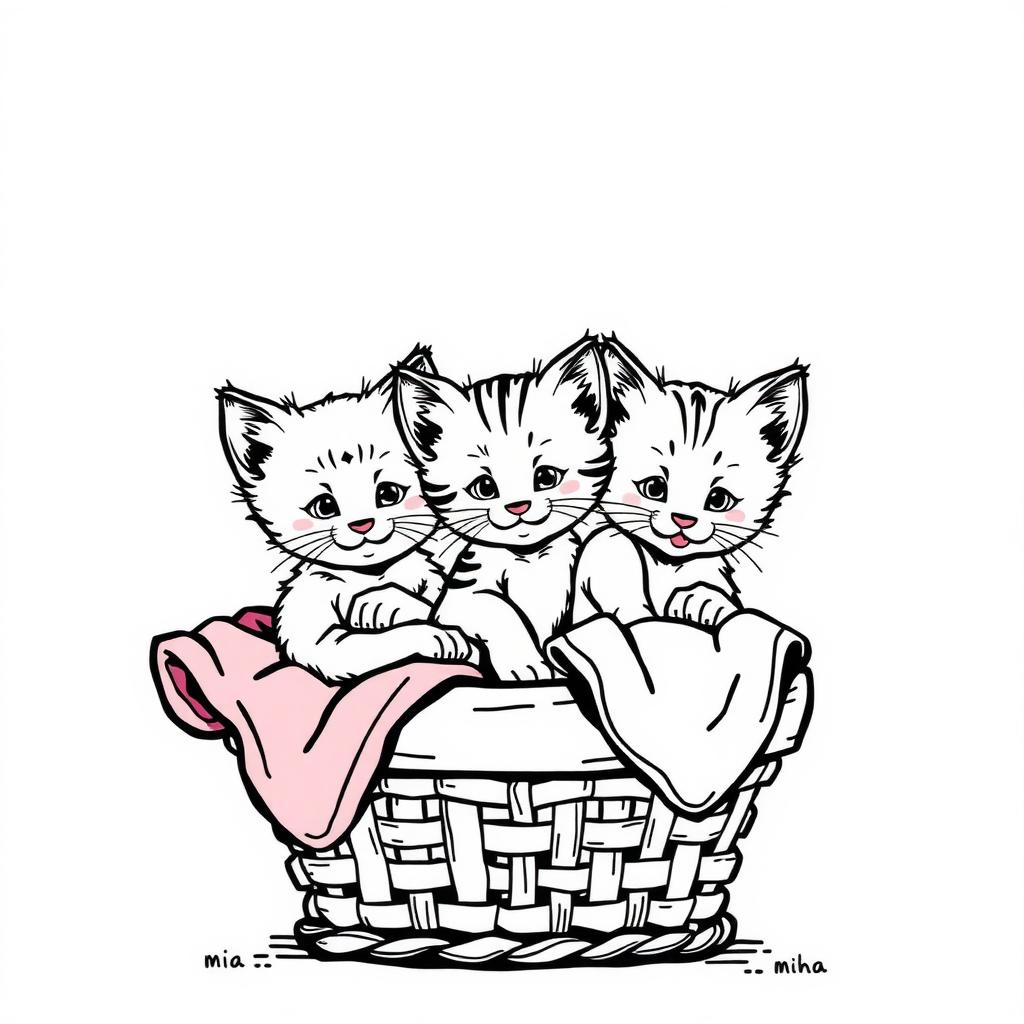 Cozy Kitten Basket — Free Printable Coloring Page for Kids coloring page