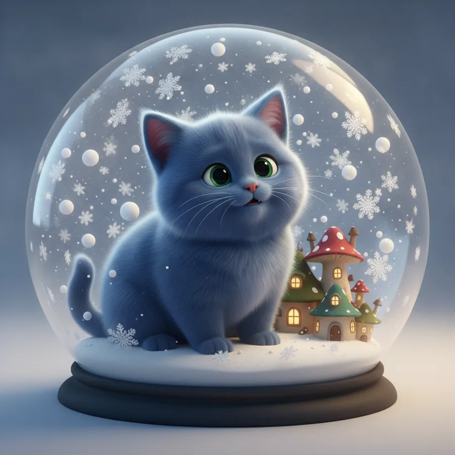 Cette page à colorier présente un adorable chat bleu dans un terrarium, rendant amusant de colorier les flocons de neige et la maison enchantée. Les zones plus grandes sont faciles à remplir, tandis que les détails complexes ajoutent un peu de défi.