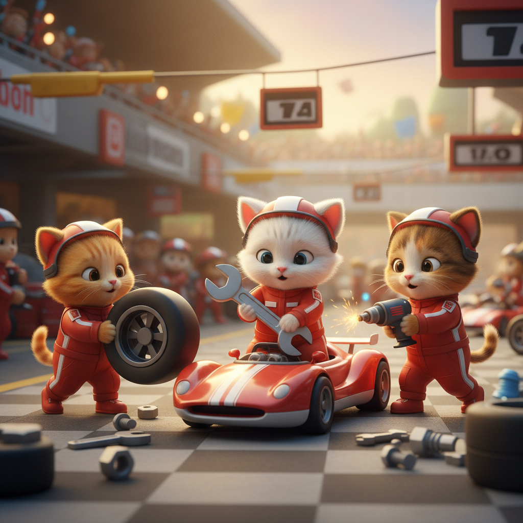 Kitten Race Pit Adventure — Bedtime Story for Kids