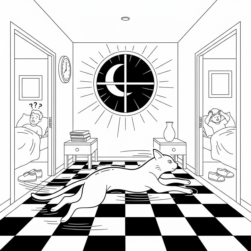 Desenho de Gato em Noite Mágica — Grátis