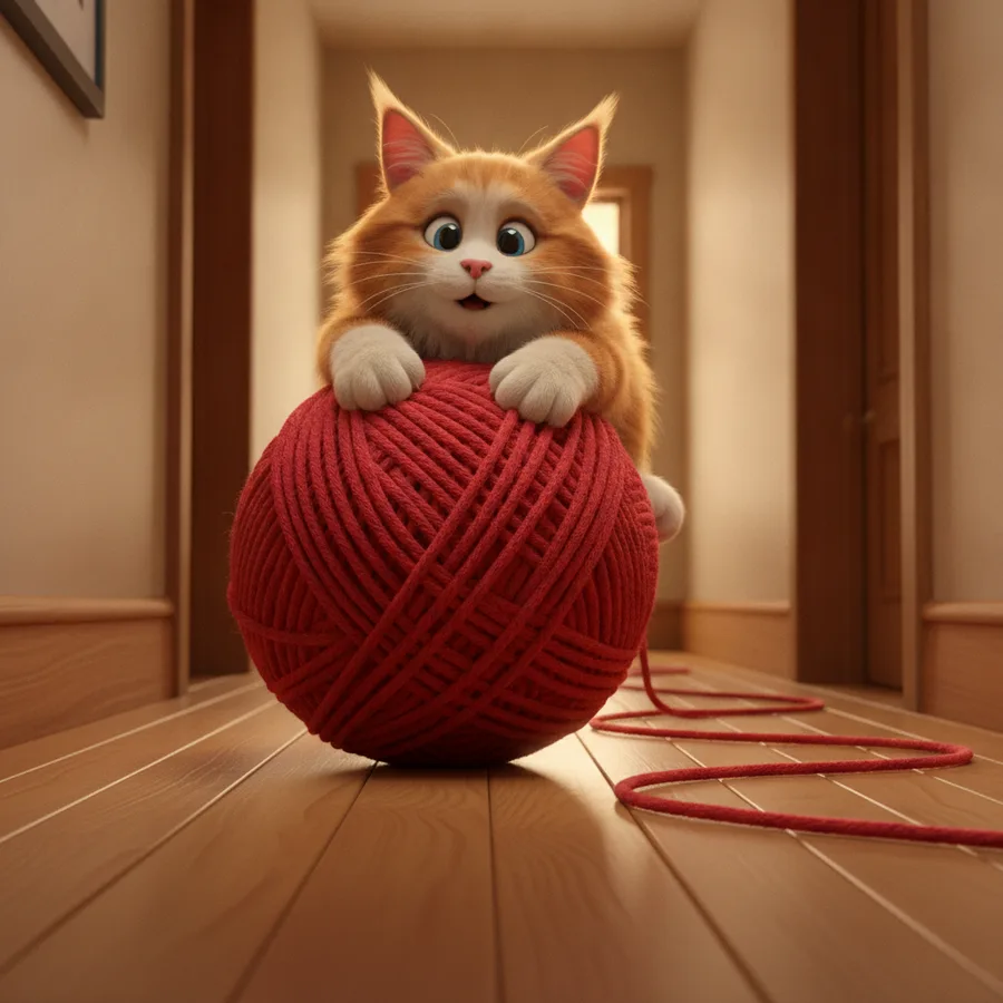Esta página de colorir apresenta um gato laranja brincalhão, tornando-a divertida para as crianças. A bola de lã oferece áreas fáceis de colorir, enquanto os detalhes do gato podem exigir mais atenção.