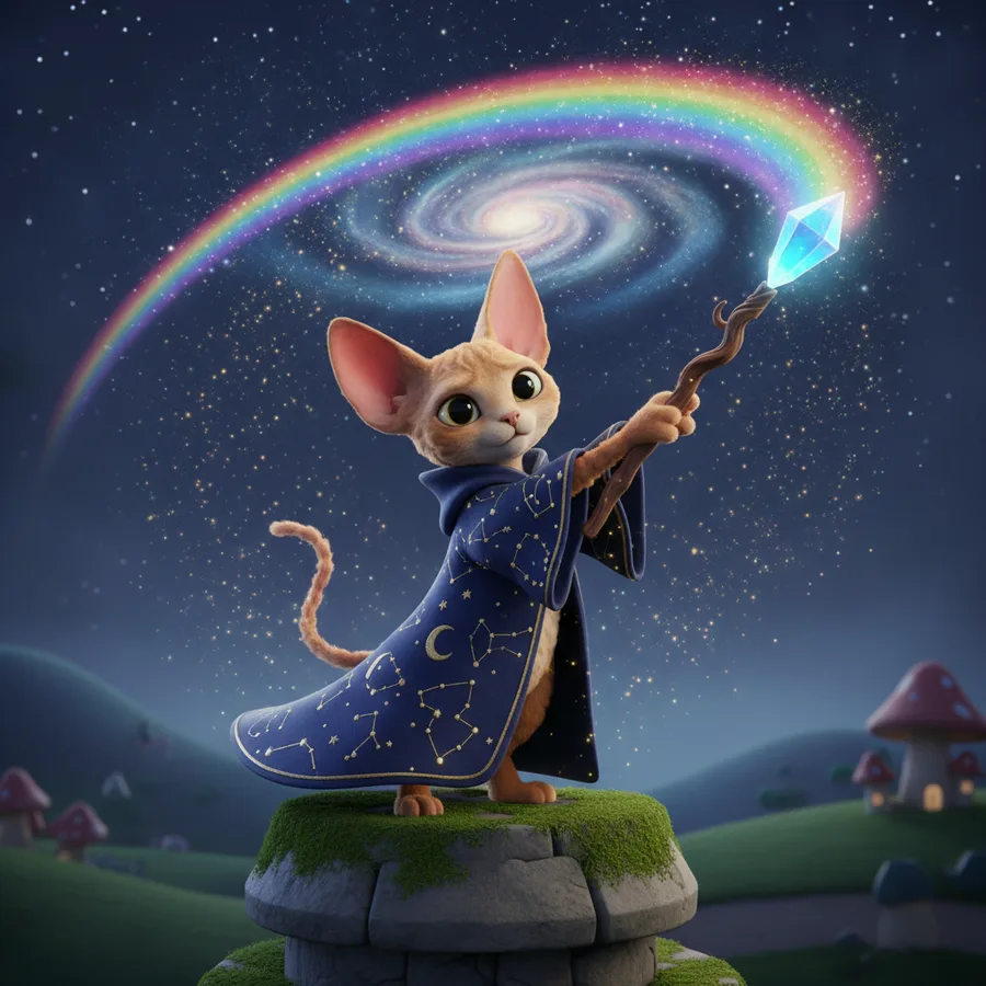 Devon Rex Wizard Adventure — Free Printable Coloring Page for Kids