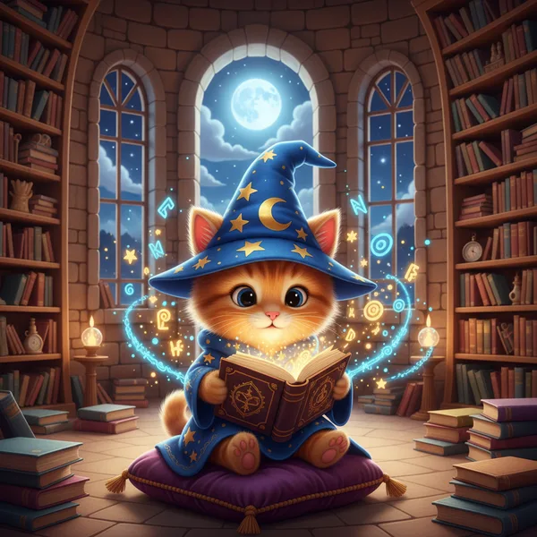 Whiskers the Wizard Kitten — Free Coloring Page for Kids
