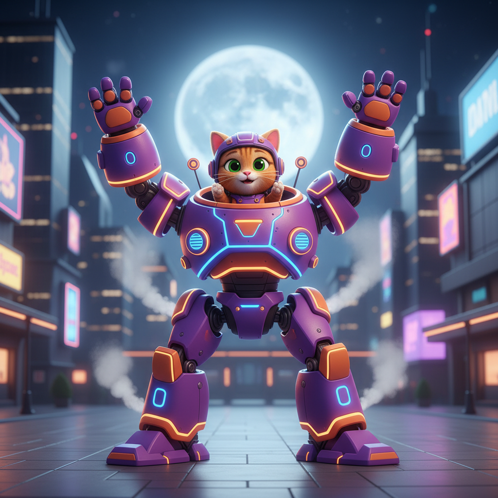 Robo-Cat Mech's Neon Quest — Bedtime Story for Kids