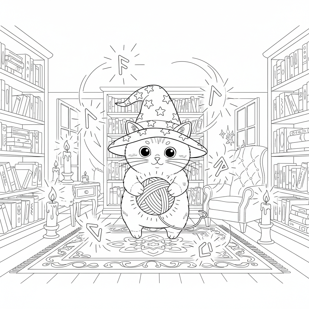 Magical Library Adventure — Free Printable Coloring Page for Kids coloring page