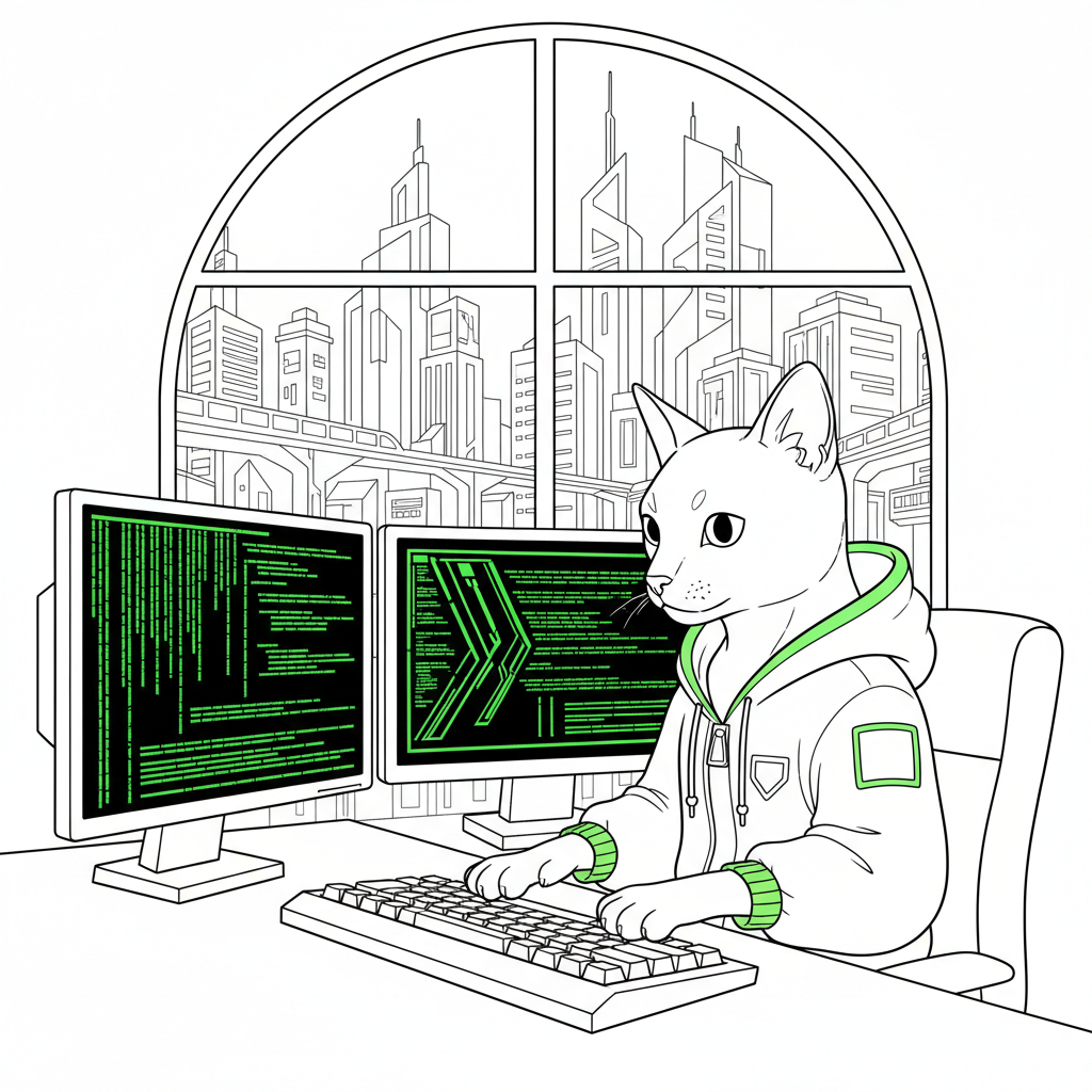 Neon City Adventure — Free Coloring Page for Kids coloring page