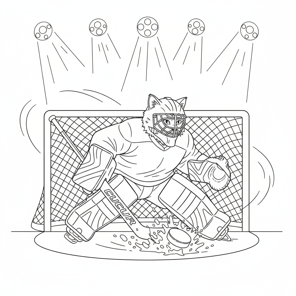 Siberian Ice Goalie — Free Coloring Page for Kids coloring page