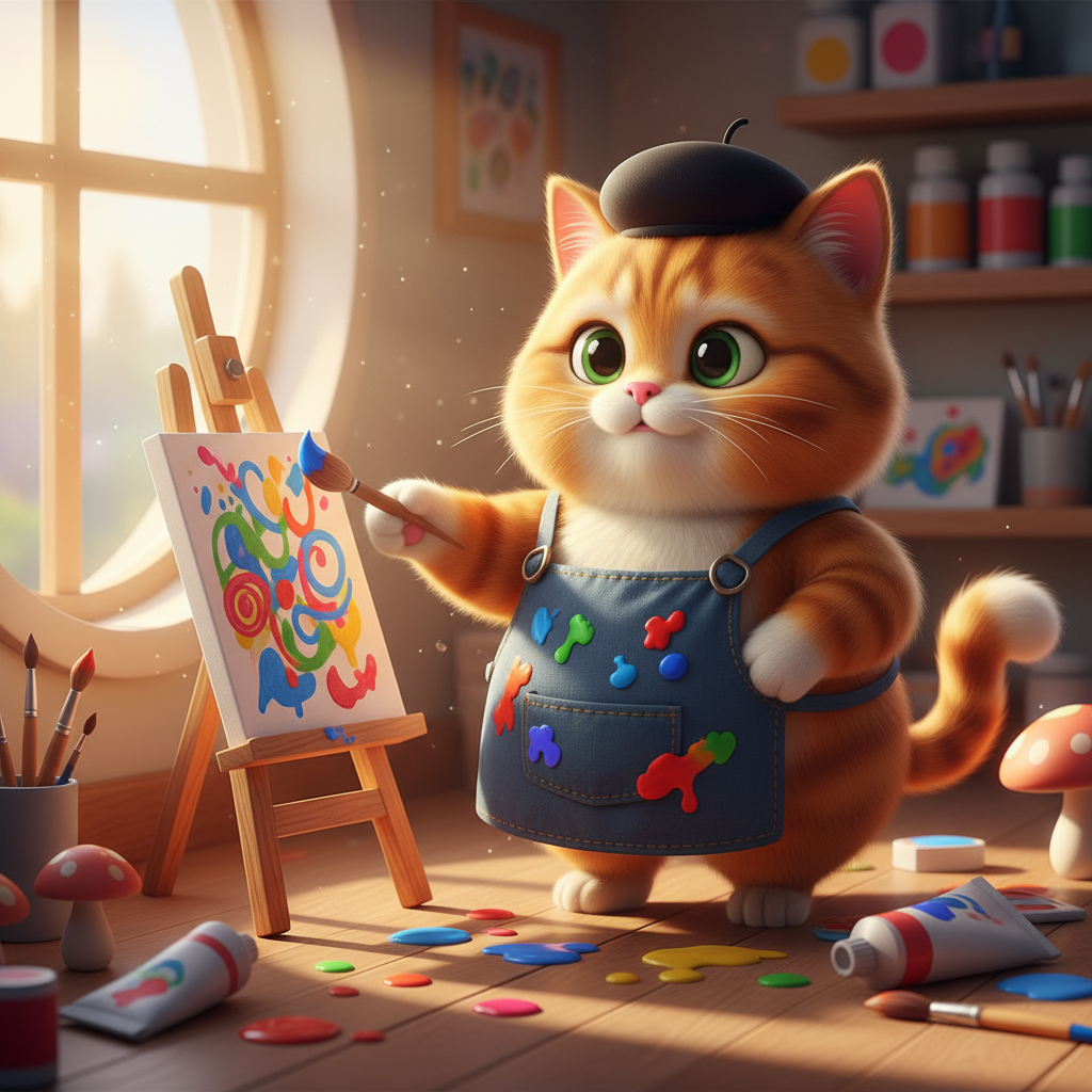 Cat Painter's Colorful Journey — Bedtime Story for Kids