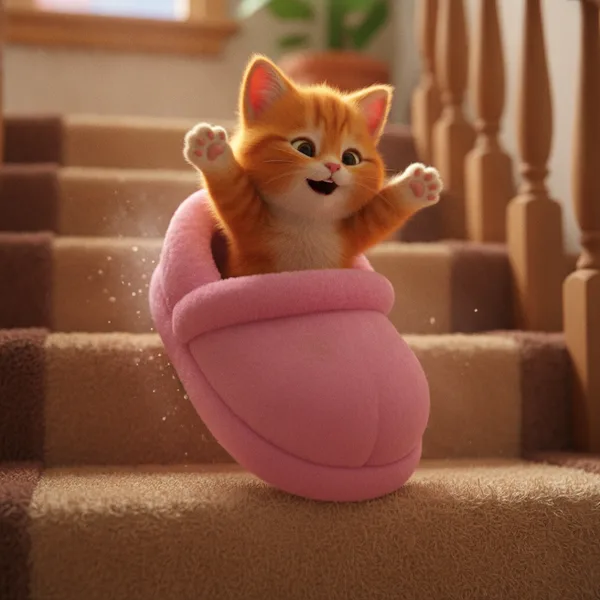 Adorable Kitten in a Slipper — Free Coloring Page for Kids