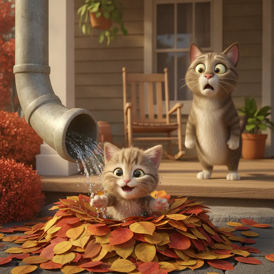 Cette page à colorier amusante présente un chaton joueur éclaboussant dans un tas de feuilles d'automne colorées. Les grandes zones de feuilles sont faciles à colorier, tandis que les détails du pelage du chaton offrent un défi amusant.