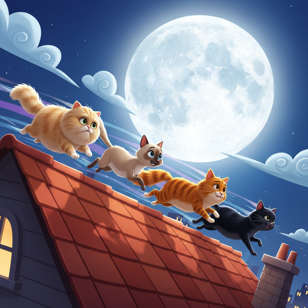 Moonlit Cats' Rooftop Run — Bedtime Story for Kids