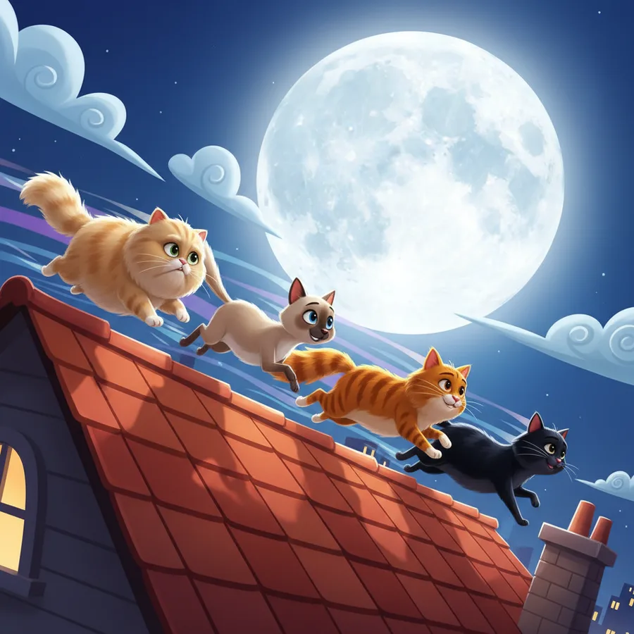 Rooftop Cat Adventure — Free Printable Coloring Page for Kids