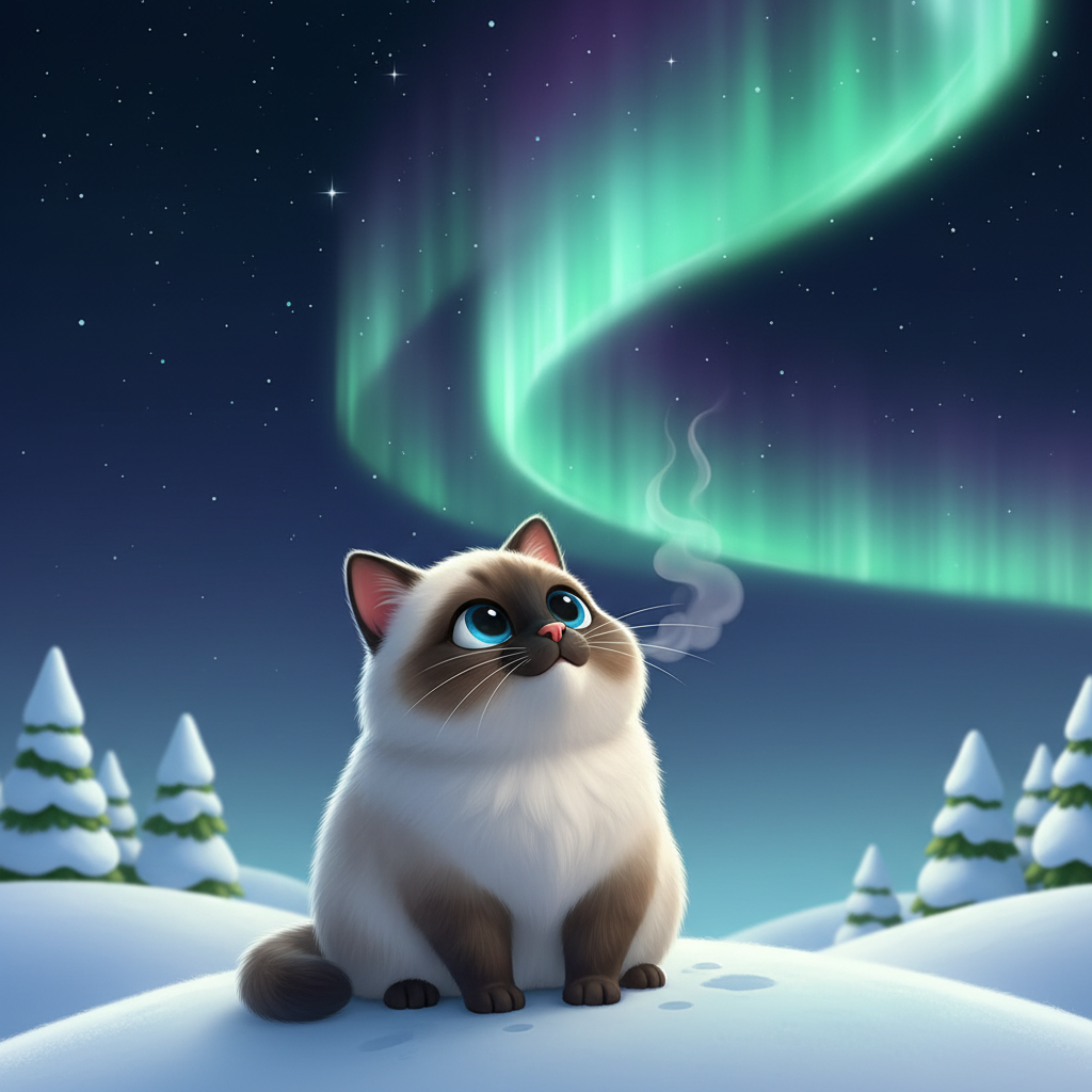 Snowshoe Cat and the Dancing Aurora — Bedtime Story for Kids