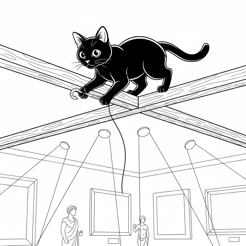 Bombay Cat Museum Adventure — Free Coloring Page for Kids coloring page