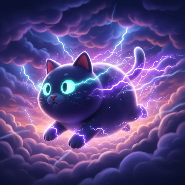 Lightning Cat Leaps — Free Coloring Page for Kids