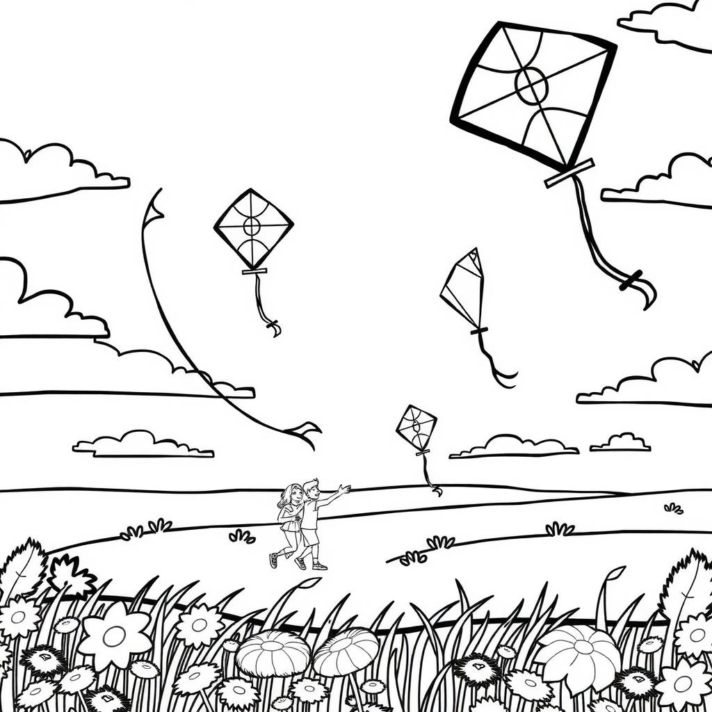 Kite Day Coloring Page coloring page