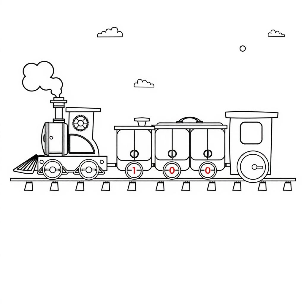 Number Train Coloring Page coloring page