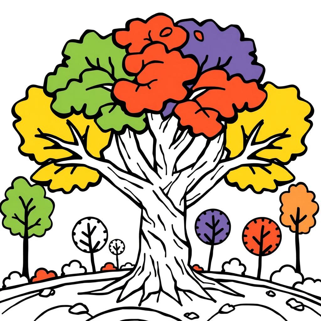 Seasonal Tree Coloring Page coloring page