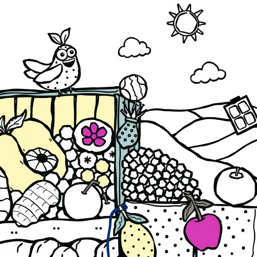 Fruit Market Coloring Page coloring page