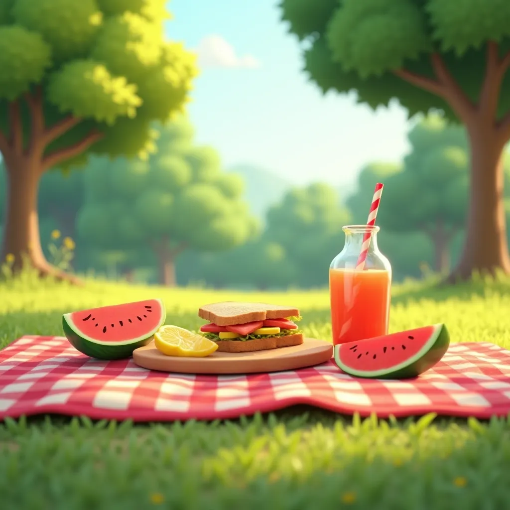 Watermelon Picnic Coloring Page