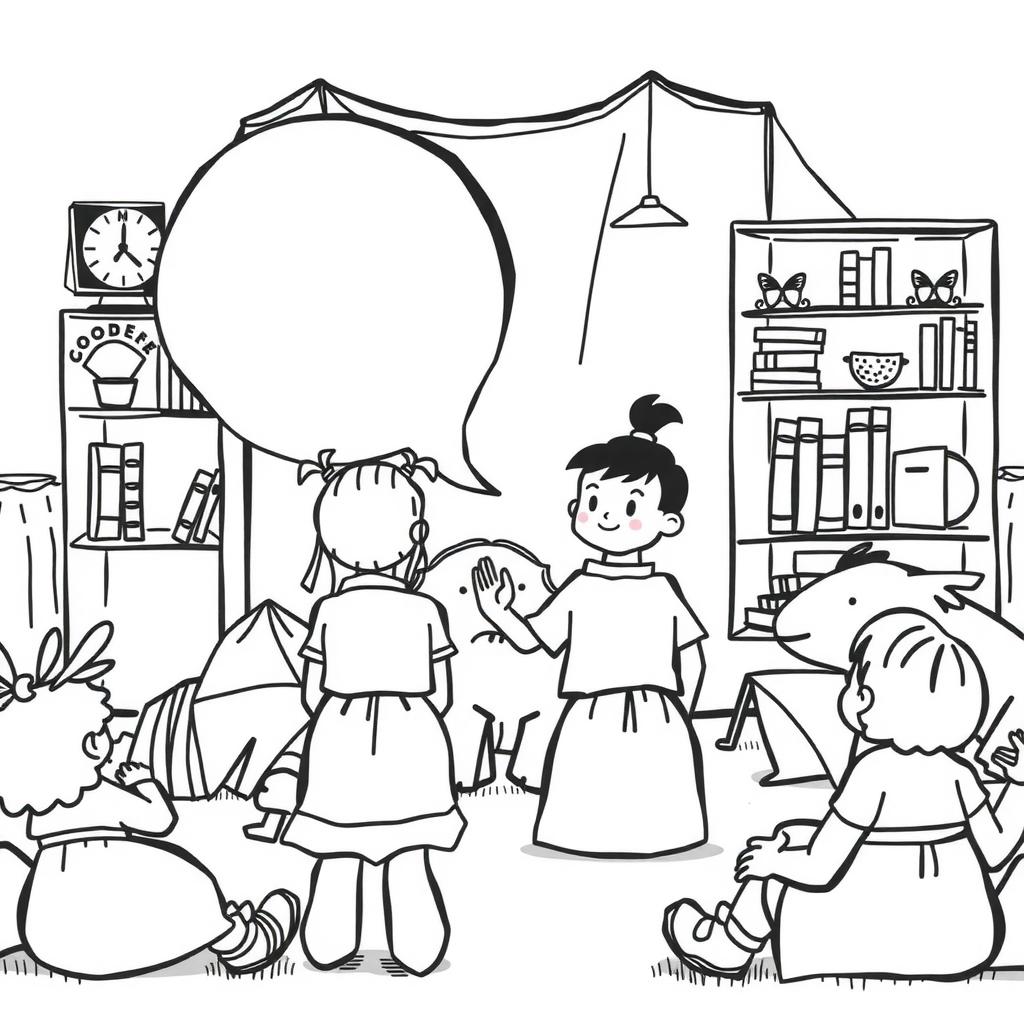 Storytime Circle Coloring Page coloring page