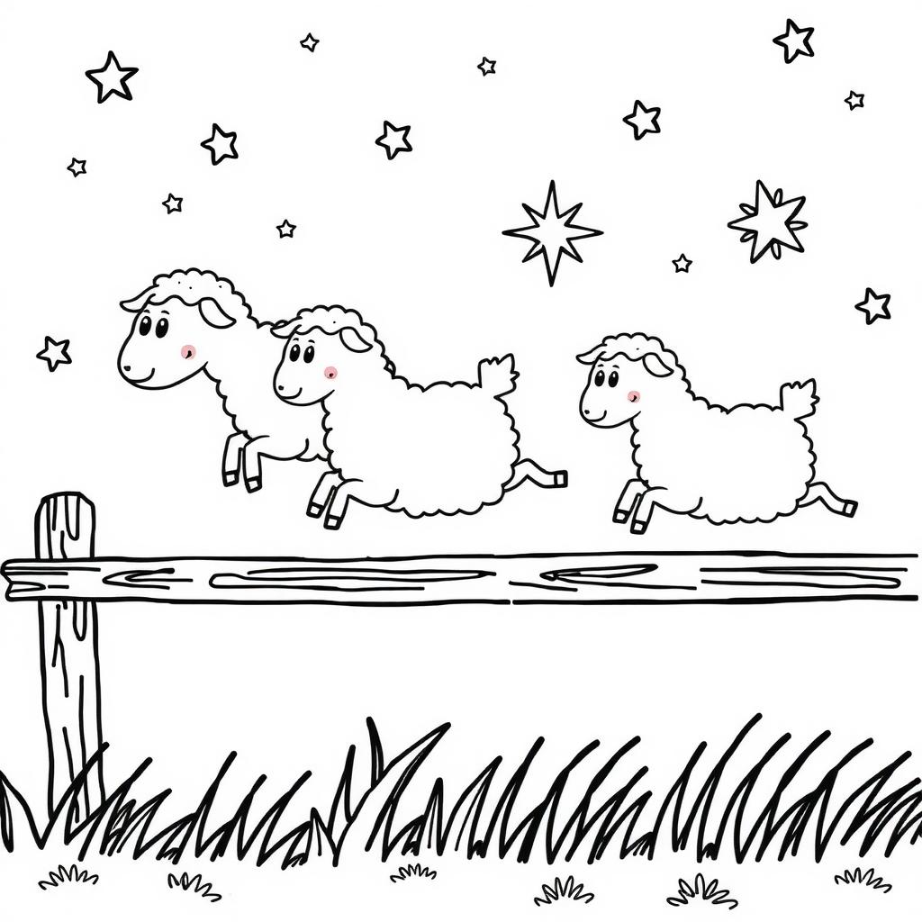 Counting Sheep Coloring Page coloring page