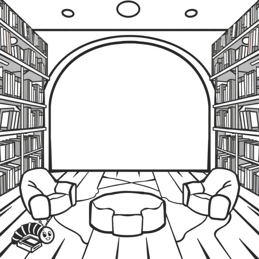 Library Visit Coloring Page coloring page
