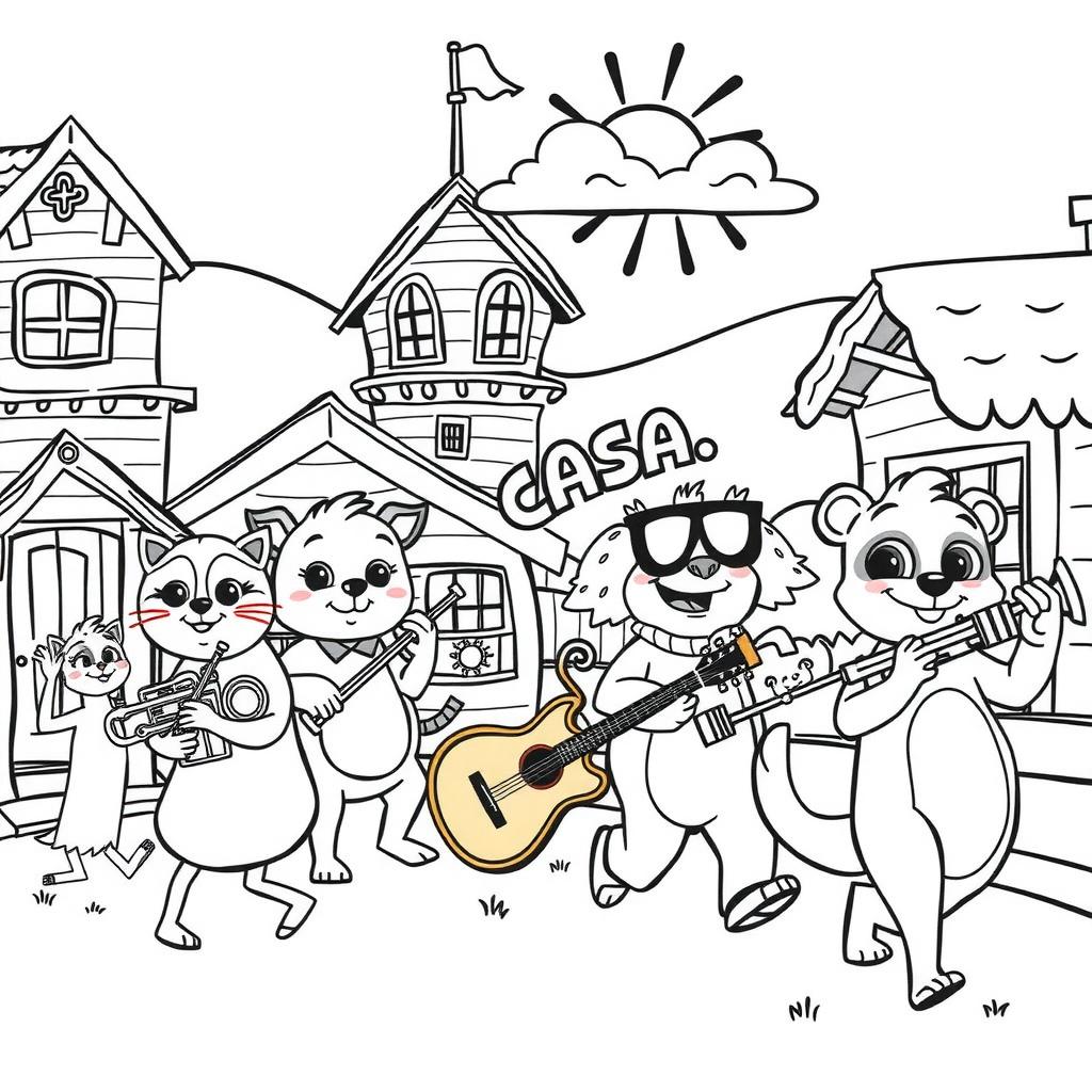 Animal Parade Coloring Page coloring page