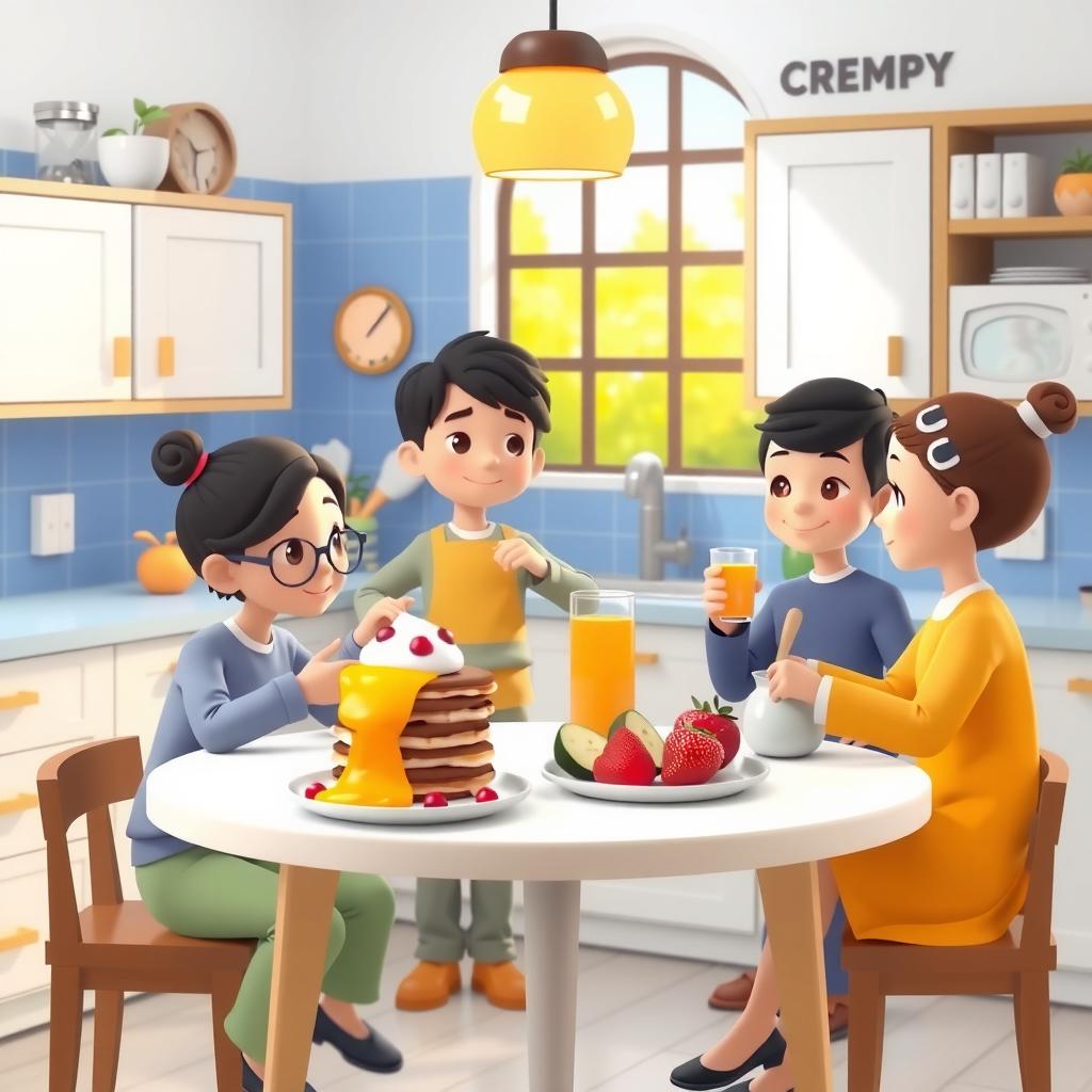 Family Breakfast Coloring Page